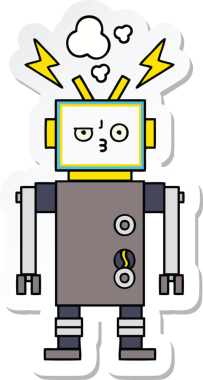 Bir insan tarafından çizilmiş şirin çizgi film robotunun çıkartması.