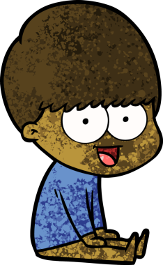 Bir insan tarafından çizilmiş mutlu çizgi film çocuğu.