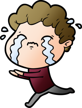 Bir insan tarafından çizilmiş ağlayan çizgi film adamı.