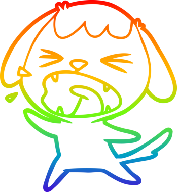 Gökkuşağı gradyan çizgisi bir insan tarafından çizilmiş şirin bir çizgi köpek havlaması.