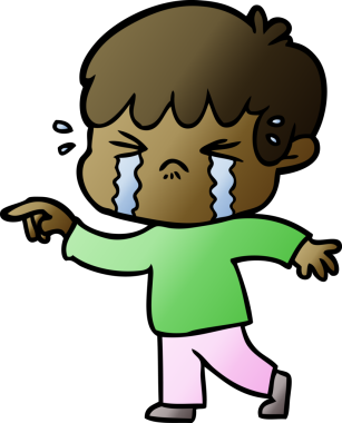 Bir insan tarafından çizilmiş ağlayan çizgi film çocuğu.