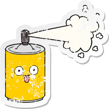 Bir insan tarafından çizilmiş karikatür spreyinin sıkıntılı çıkartması.