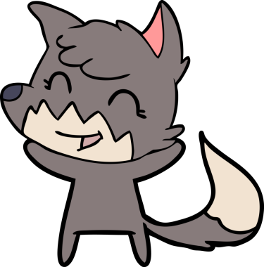 Bir insan tarafından çizilmiş mutlu çizgi film tilkisi.