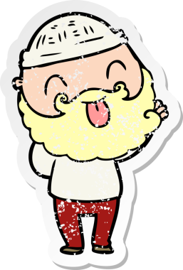 Bir insan tarafından çizilmiş sakallı bir adamın sıkıntılı çıkartması.