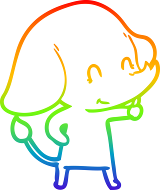 Gökkuşağı gradyan çizgisi bir insan tarafından çizilmiş şirin bir fil çizimi