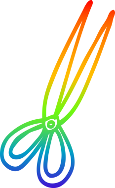 Bir insan tarafından çizilmiş açık makas çizgi çizimi.