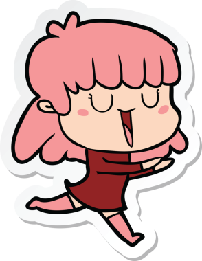 Bir insan tarafından çizilmiş bir karikatür kadının çıkartması.