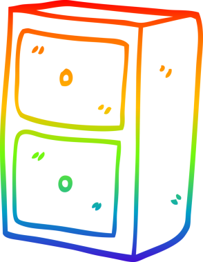 Bir insan tarafından çizilmiş karikatür dosya dolabının gökkuşağı gradyanı çizimi