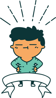 Bir insan tarafından çizilmiş dövmeli mutlu bir adam.