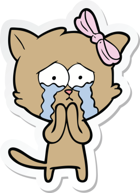 Bir insan tarafından çizilmiş çizgi film kedisinin çıkartması.