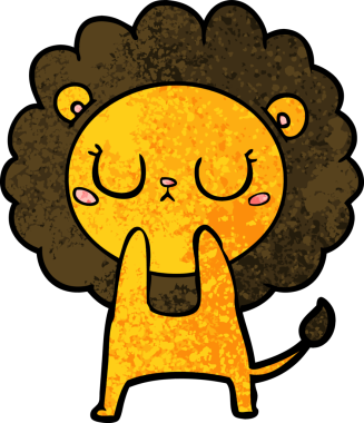 Bir insan tarafından çizilmiş çizgi film aslanı.