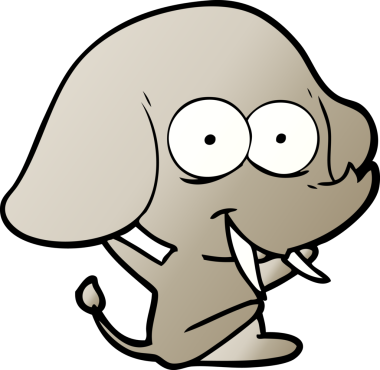 Bir insan tarafından çizilmiş mutlu bir fil.