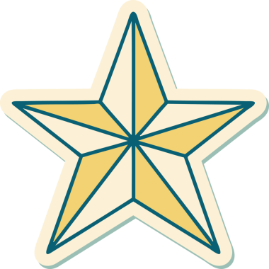 Bir insan tarafından çizilmiş geleneksel bir yıldız stiliyle dövme çıkartması.