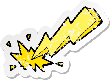 Bir insan tarafından çizilmiş bir karikatür yıldırımının gerilimli yapıştırması.