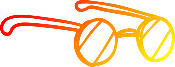 Bir insan tarafından çizilmiş bir çizgi film gözlüğünün sıcak gradyan çizimi