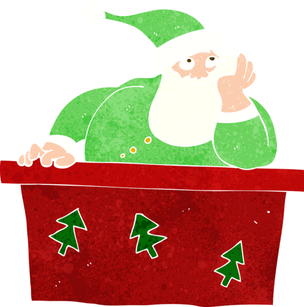 Bir insan tarafından çizilmiş Noel Baba 'dan sıkılan çizgi film.