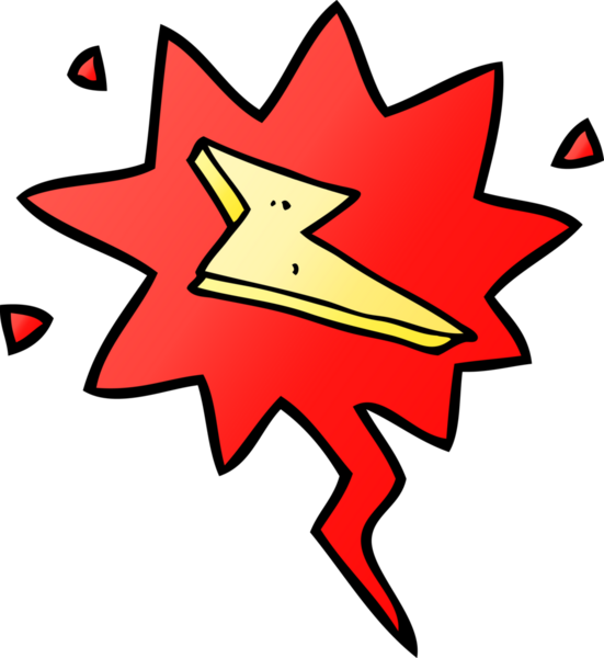 Bir insan tarafından çizilmiş, konuşma baloncuklu çizgi film yıldırımı.