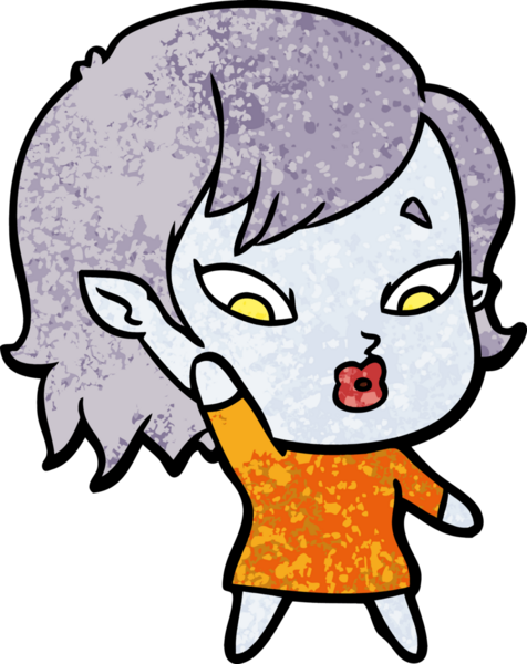 Bir insan tarafından çizilmiş şirin vampir kız çizgi filmi.