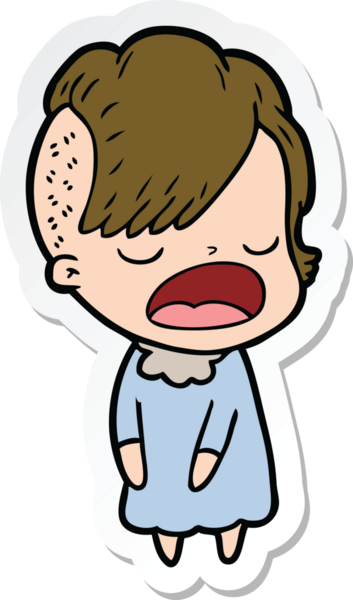 Bir insan tarafından çizilmiş havalı bir hippi kızın karikatür çıkartması.