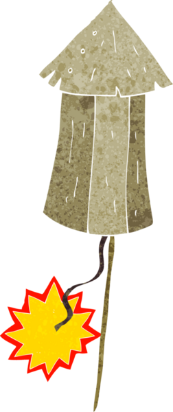 Bir insan tarafından çizilmiş eski ahşap havai fişek çizgi filmi.