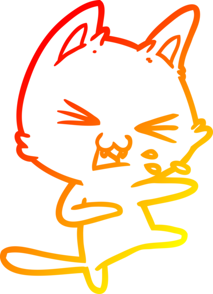 Bir insan tarafından çizilmiş çizgi film kedisinin sıcak çizgi çizimi