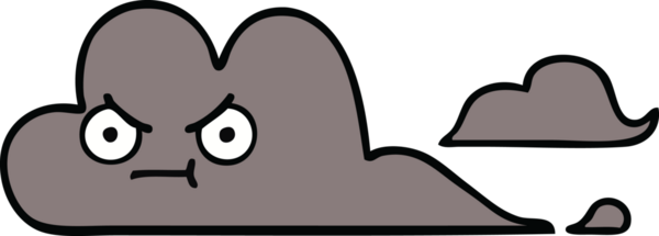 Bir insan tarafından çizilmiş fırtına bulutunun sevimli karikatürü.