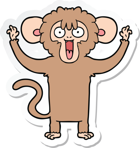 Bir insan tarafından çizilmiş çizgi film maymununun çıkartması.