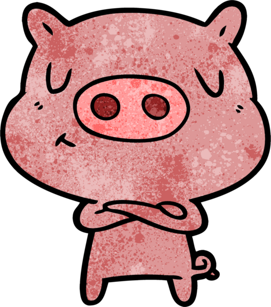 Bir insan tarafından çizilmiş çizgi film içerikli domuz.