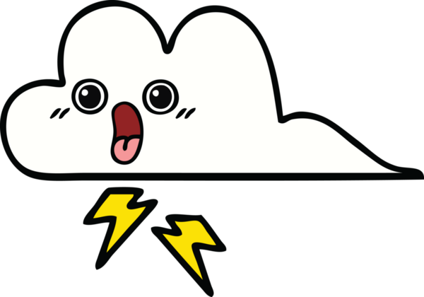 Bir insan tarafından çizilmiş fırtına bulutunun sevimli karikatürü.