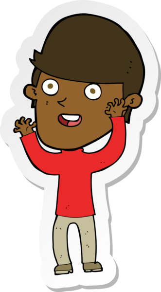 Bir insan tarafından çizilmiş mutlu bir adamın çıkartması.