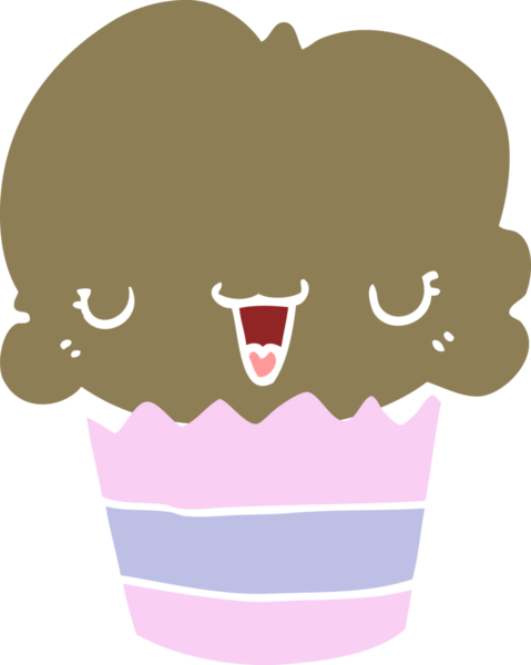 Yüzü bir insan tarafından çizilmiş düz renkli çizgi film keki.