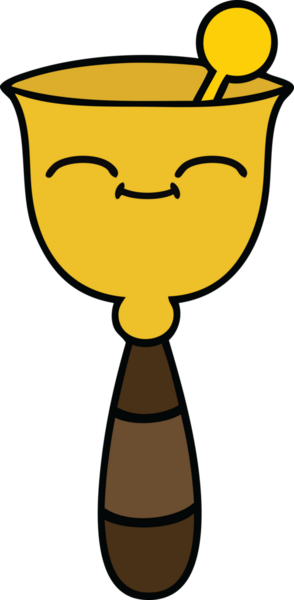 Bir insan tarafından çizilmiş sevimli bir okul çanı karikatürü.