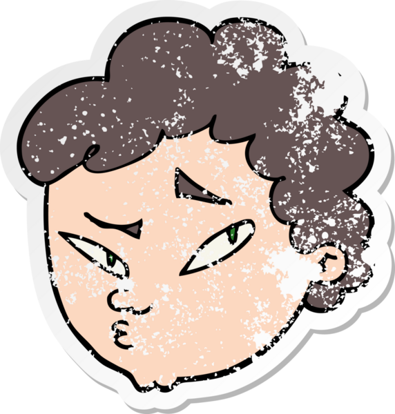 Bir insan tarafından çizilmiş şüpheli bir adamın sıkıntılı çıkartması.