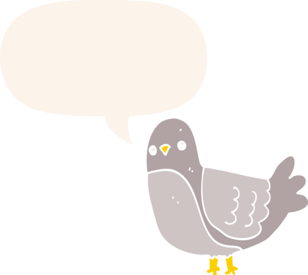 bir insan tarafından çizilmiş, konuşma baloncuklu çizgi film kuşu.