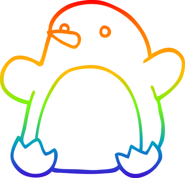 Bir insan tarafından çizilmiş dans eden penguen çizgi çizimi.