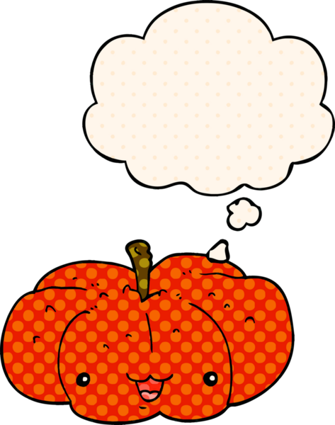 Çizgi roman tarzında bir insan tarafından çizilmiş düşünce balkabağı.