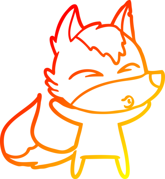 Bir insan tarafından çizilmiş bir kurt çizgi filminin sıcak çizgi çizimi.