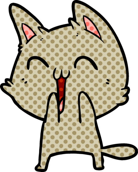 Bir insan tarafından çizilmiş mutlu çizgi film kedisi.