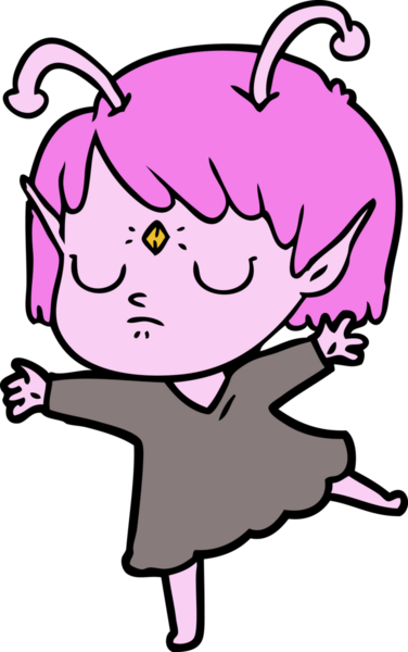 Bir insan tarafından çizilmiş uzaylı kız.