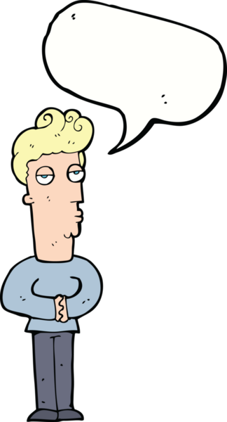 Bir insan tarafından çizilmiş konuşma balonu olan kibirli bir adam.
