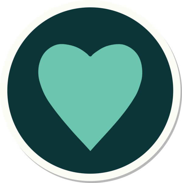 Bir insan tarafından çizilmiş geleneksel bir kalp şeklinde dövme çıkartması.