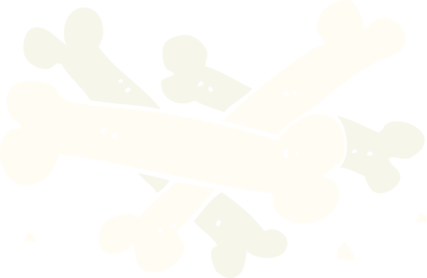 Bir insan tarafından çizilmiş kemik yığınının düz renk çizimi