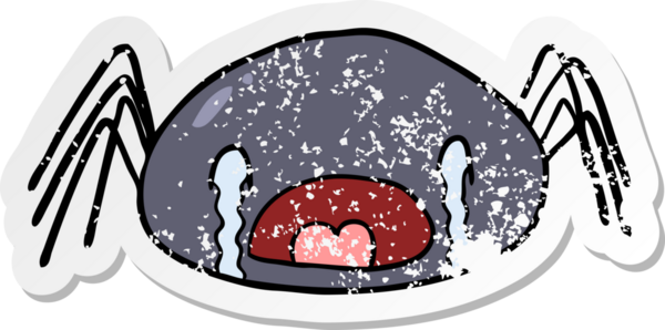 Bir insan tarafından çizilmiş ağlayan bir örümceğin dertli çıkartması.