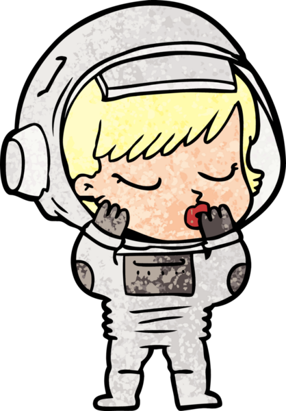 Bir insan tarafından çizilmiş güzel astronot kız.