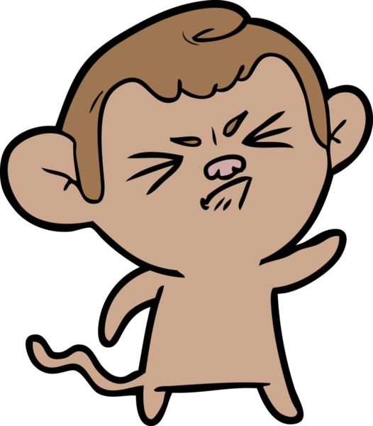 Bir insan tarafından çizilmiş kızgın maymun çizgi filmi.