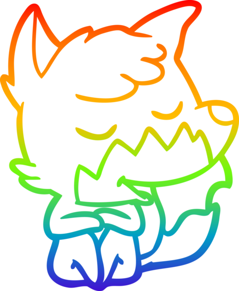 Bir insan tarafından çizilmiş dost bir tilkinin çizdiği gökkuşağı gradyan çizgisi.