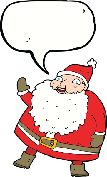 Bir insan tarafından çizilmiş komik Noel Baba karikatürü.