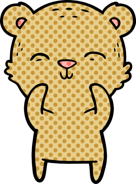 Bir insan tarafından çizilmiş mutlu çizgi film ayısı.