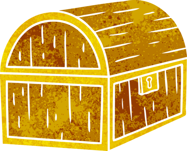 Bir insan tarafından çizilmiş hazine sandığının eski bir karikatürü.