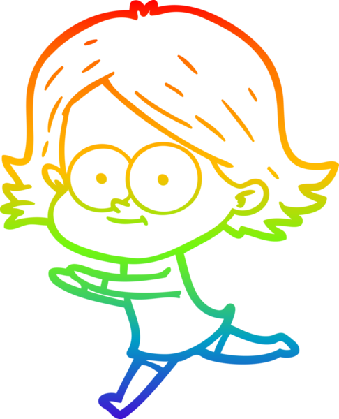 gökkuşağı gradyan çizimi mutlu bir çizgi film kızı bir insan tarafından çizildi